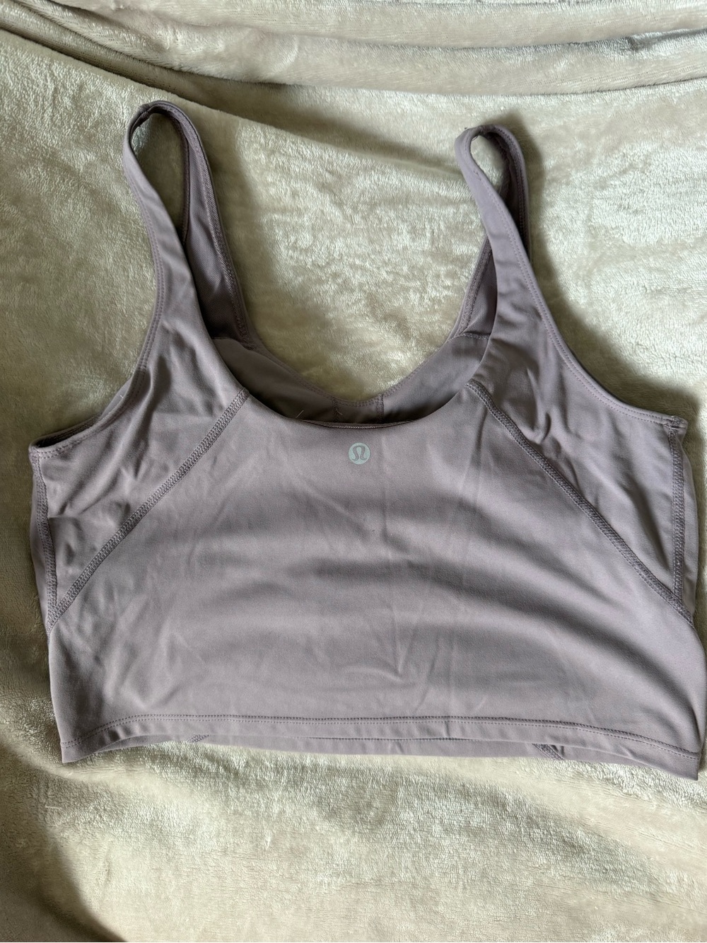 Lululemon Mauve Longline Sports crop tank Size 10 Medium Support Yoga Activewear - Picture 2 of 3